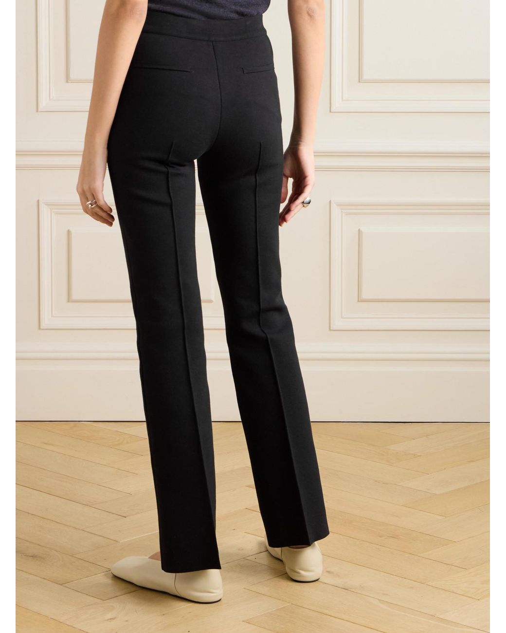 High Sport Black Long Kick Stretch-Cotton Flared Pants