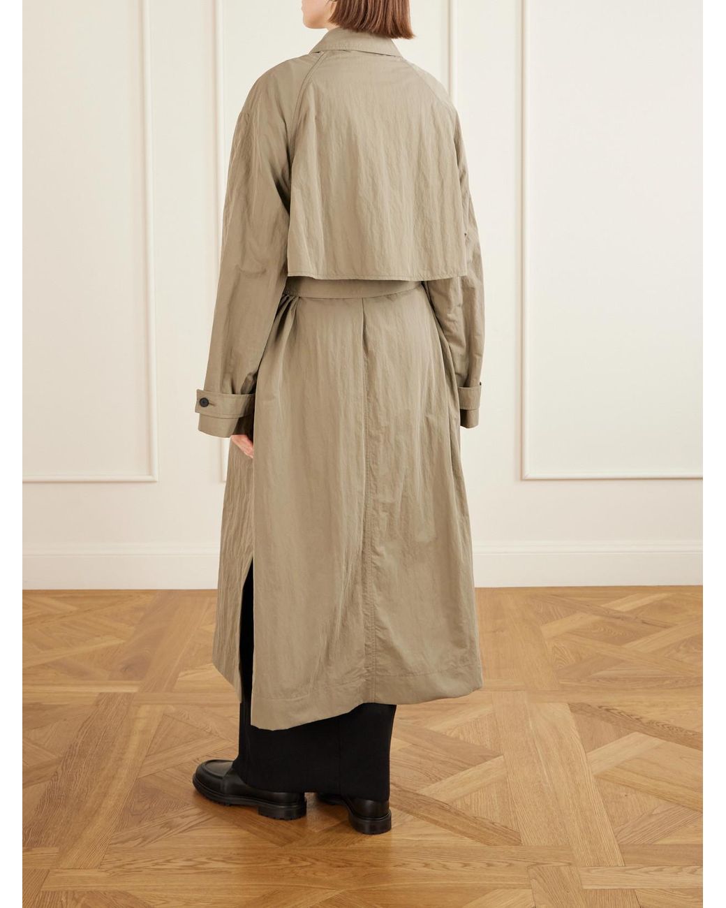 Studio Nicholson Natural Campion Belted Crinkled-Shell Trench Coat
