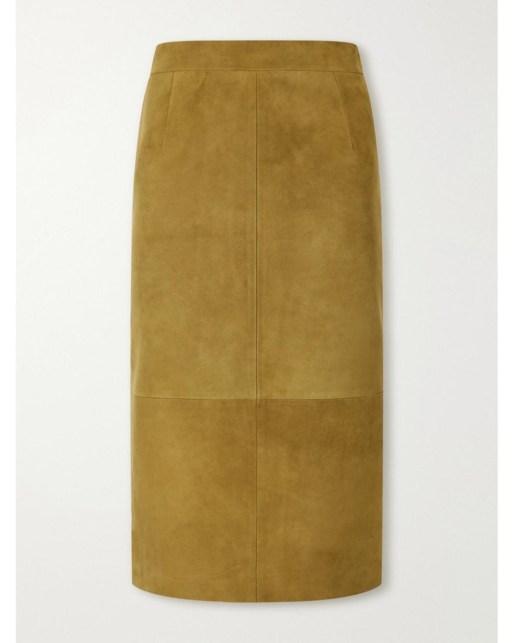 Altuzarra Green Hank Paneled Suede Knee-Length Skirt