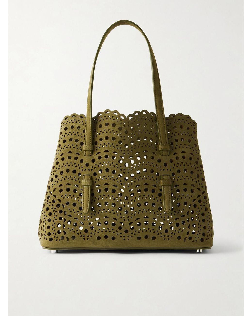Alaïa Green Mina Cut-Out Suede Tote