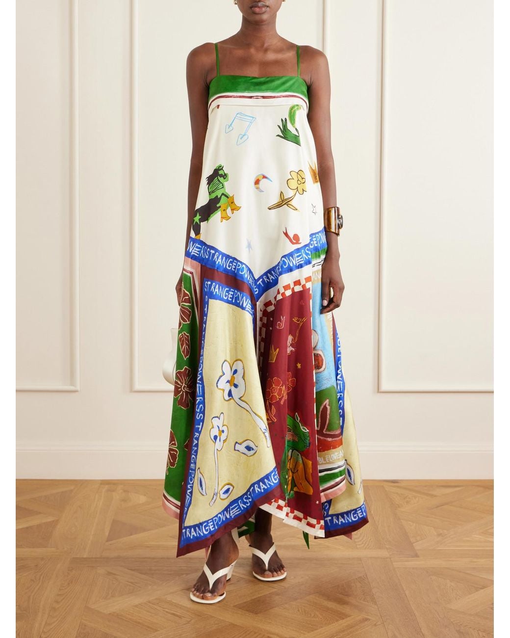 ALÉMAIS White Tangible Silk-Twill Midi Dress