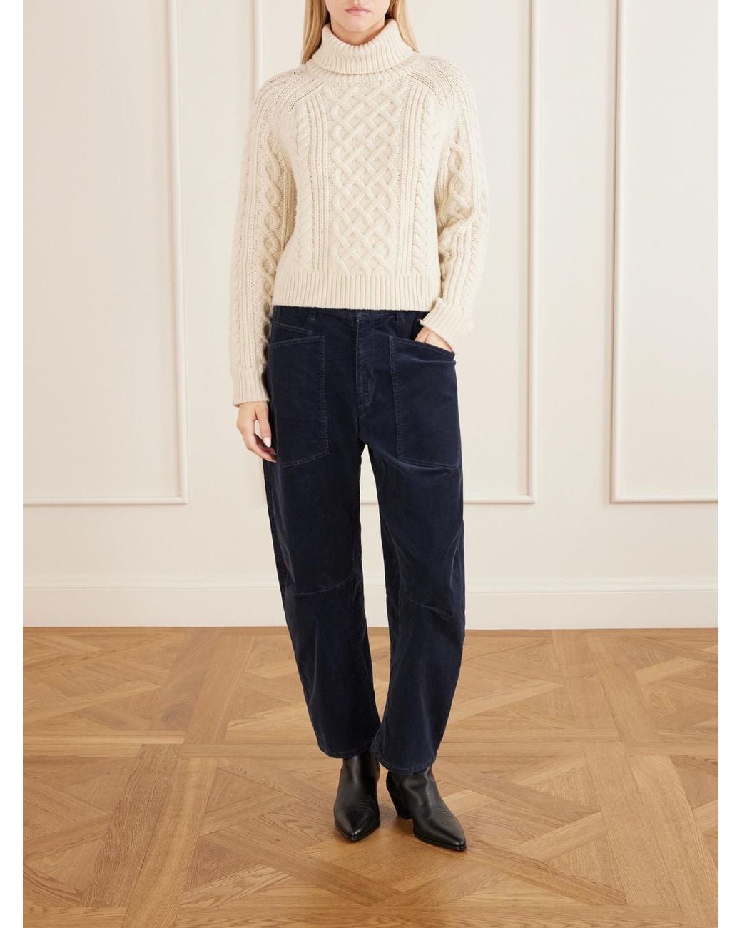 Nili Lotan Blue Shon Cotton-Blend Twill Tapered Pants