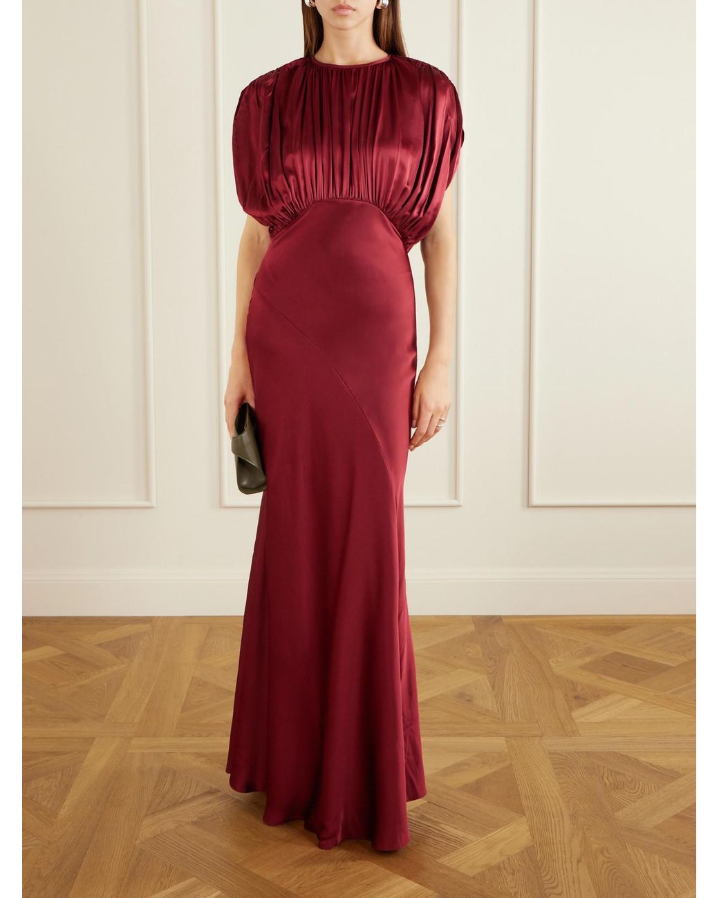 TOVE Coco Gathered Satin Maxi Dress
