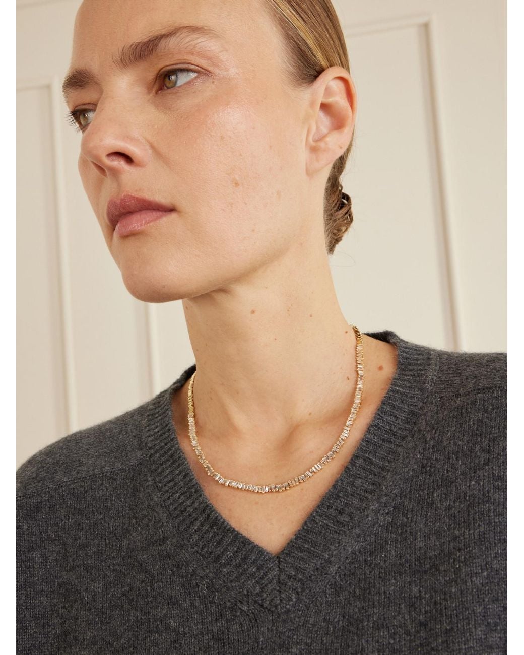 Suzanne Kalan Natural 18-Karat Diamond Tennis Necklace