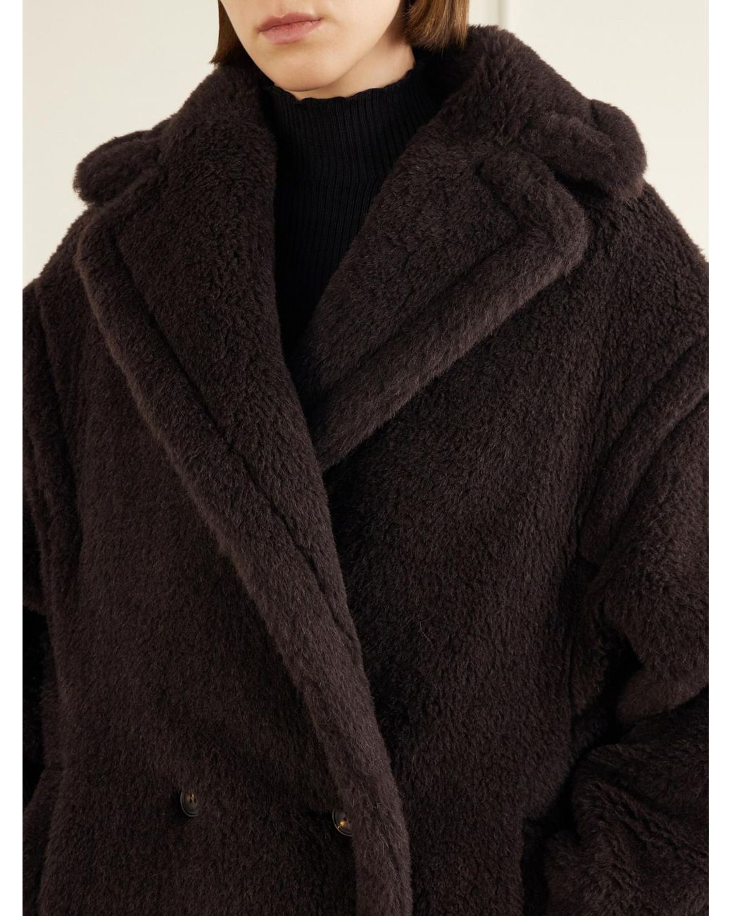 Max Mara Black Tedgirl Alpaca, Wool And Silk-Blend Coat
