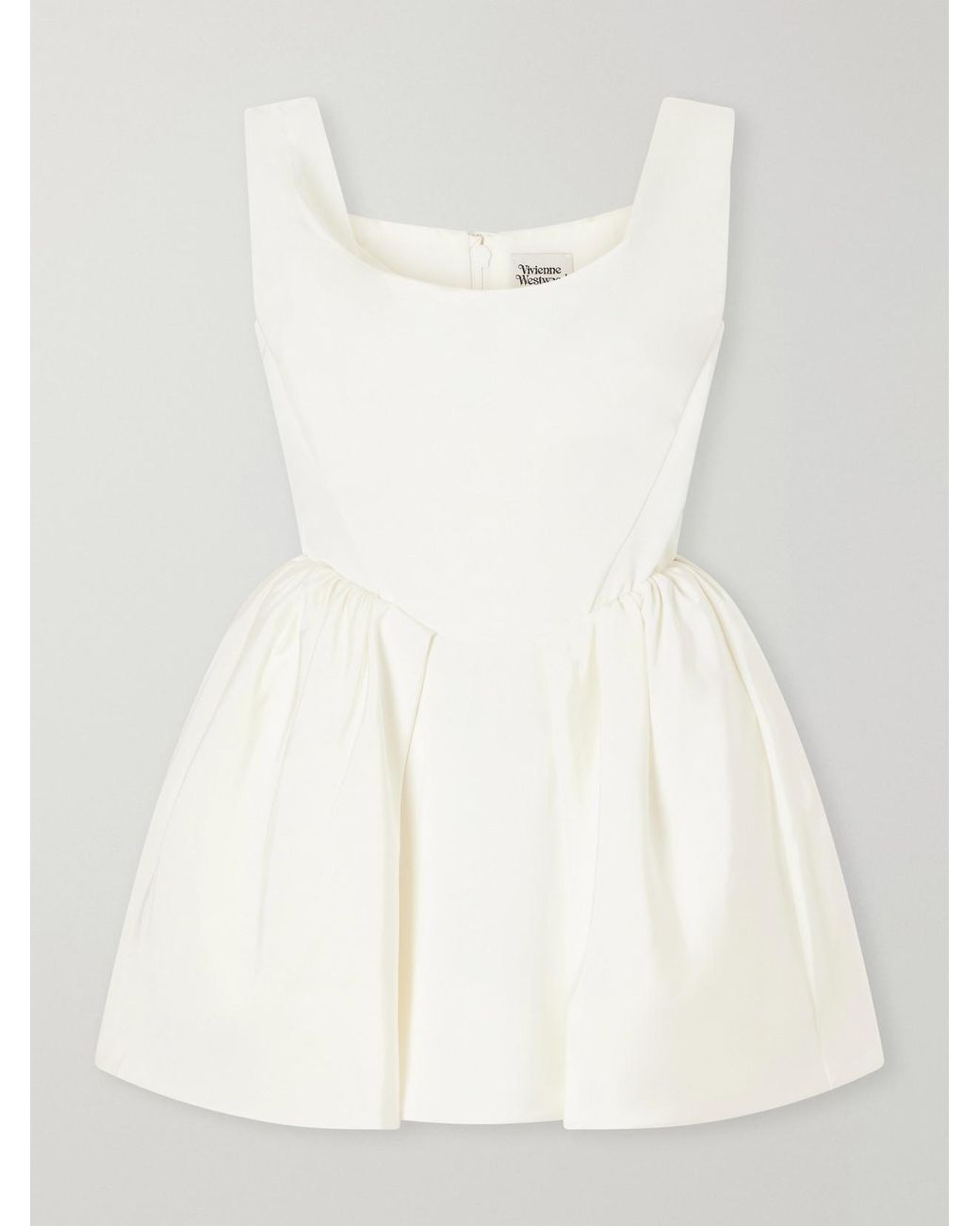 Vivienne Westwood Natural Bagatelle Off-The-Shoulder Gathered Duchess Silk-Satin Mini Dress