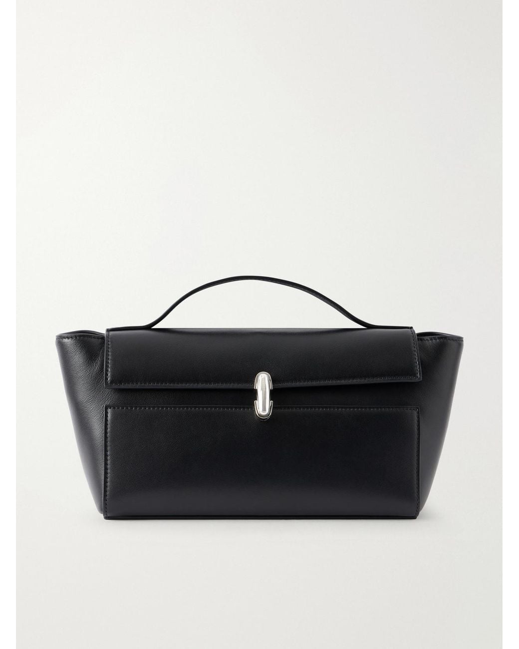 SAVETTE Black Symmetry Trapeze Pochette Leather Top-Handle Bag