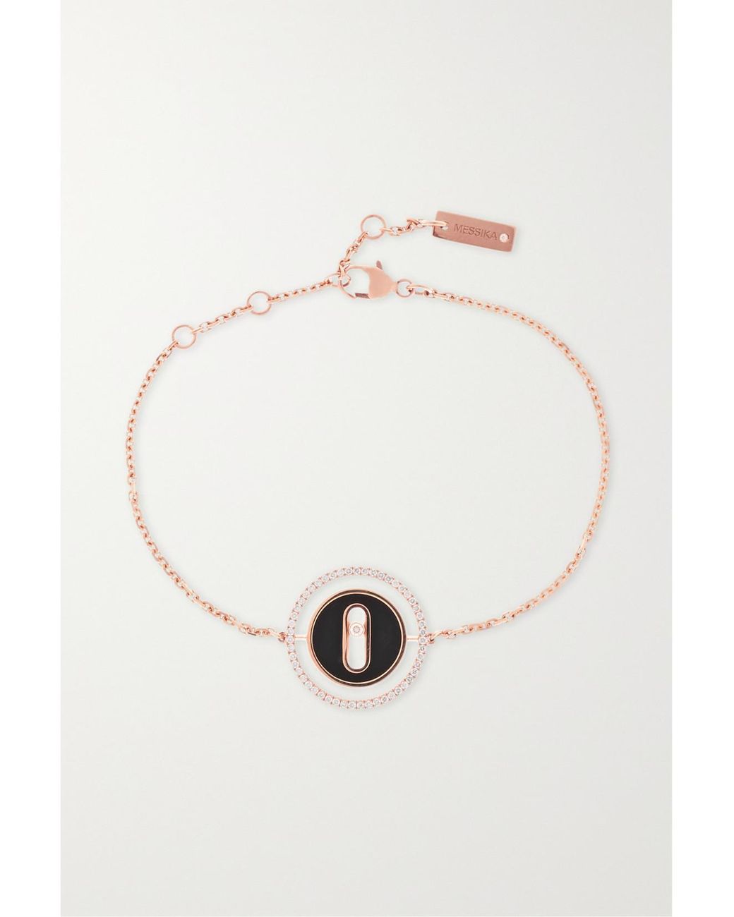 Messika White Lucky Move 18-Karat Rose, Onyx And Diamond Bracelet