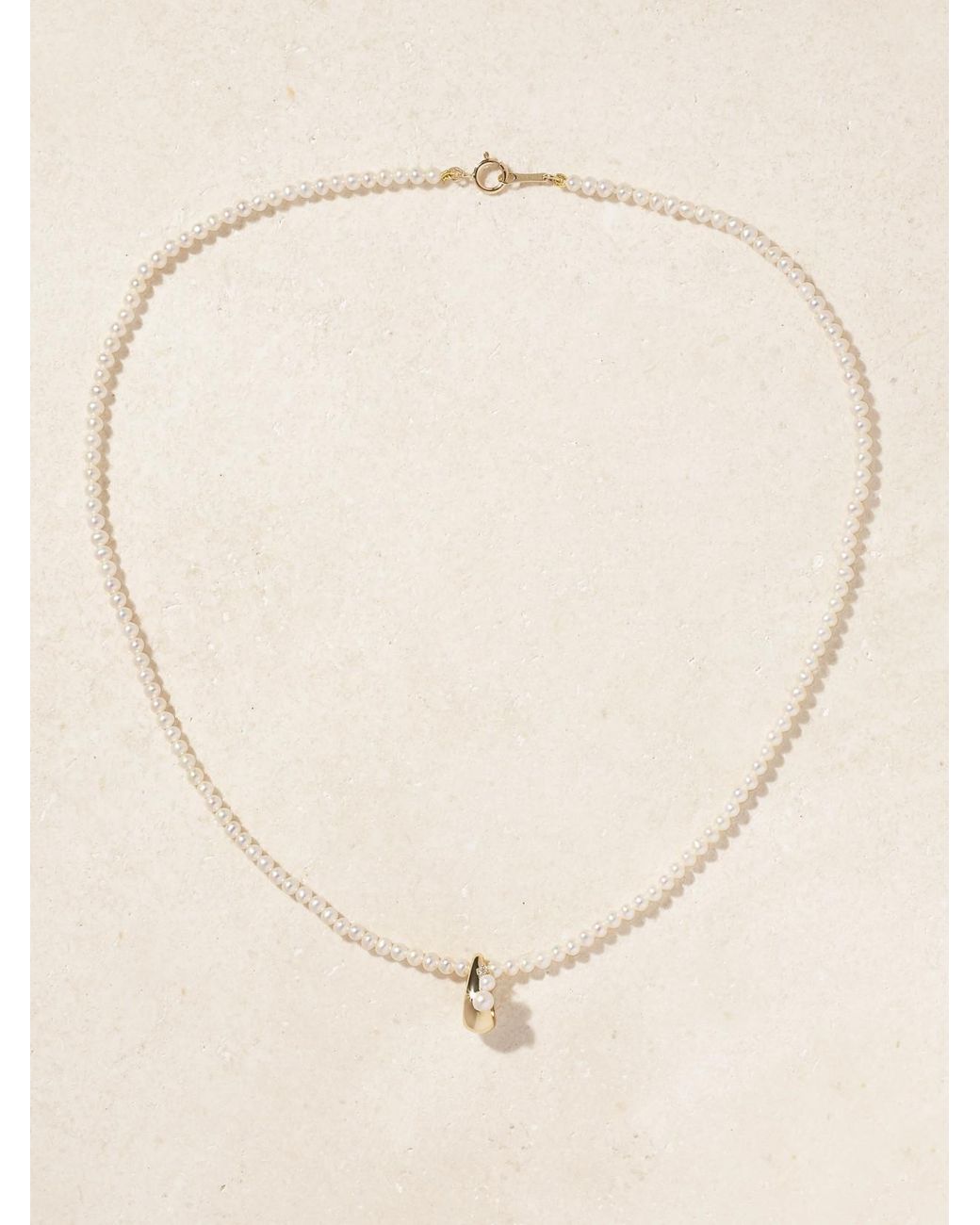 Mizuki Natural 14-Karat, Pearl And Diamond Necklace