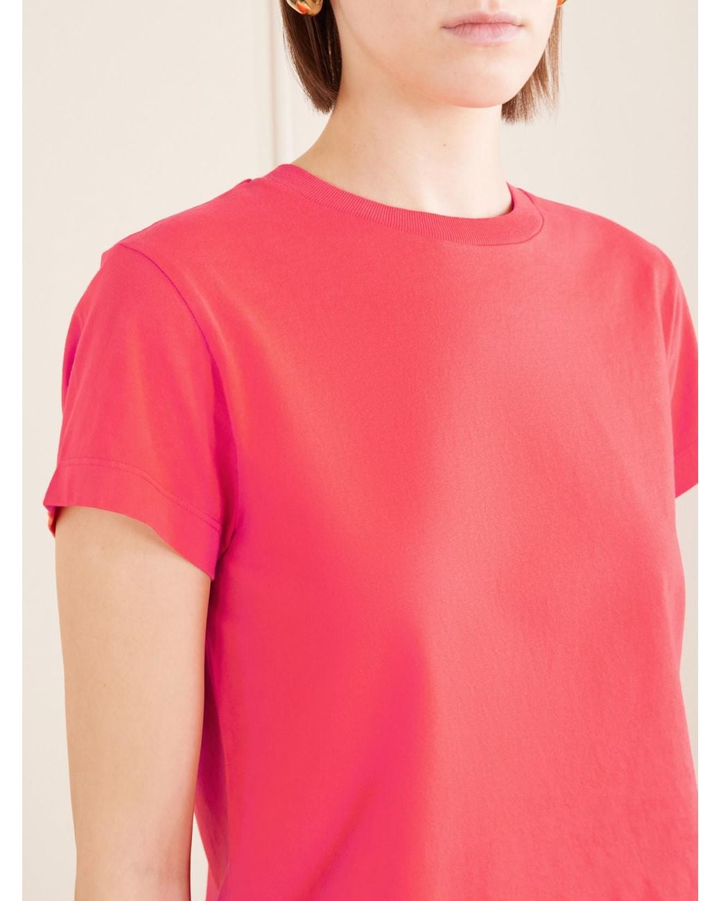 Agolde Pink Adine Cropped Organic Cotton-Jersey T-Shirt