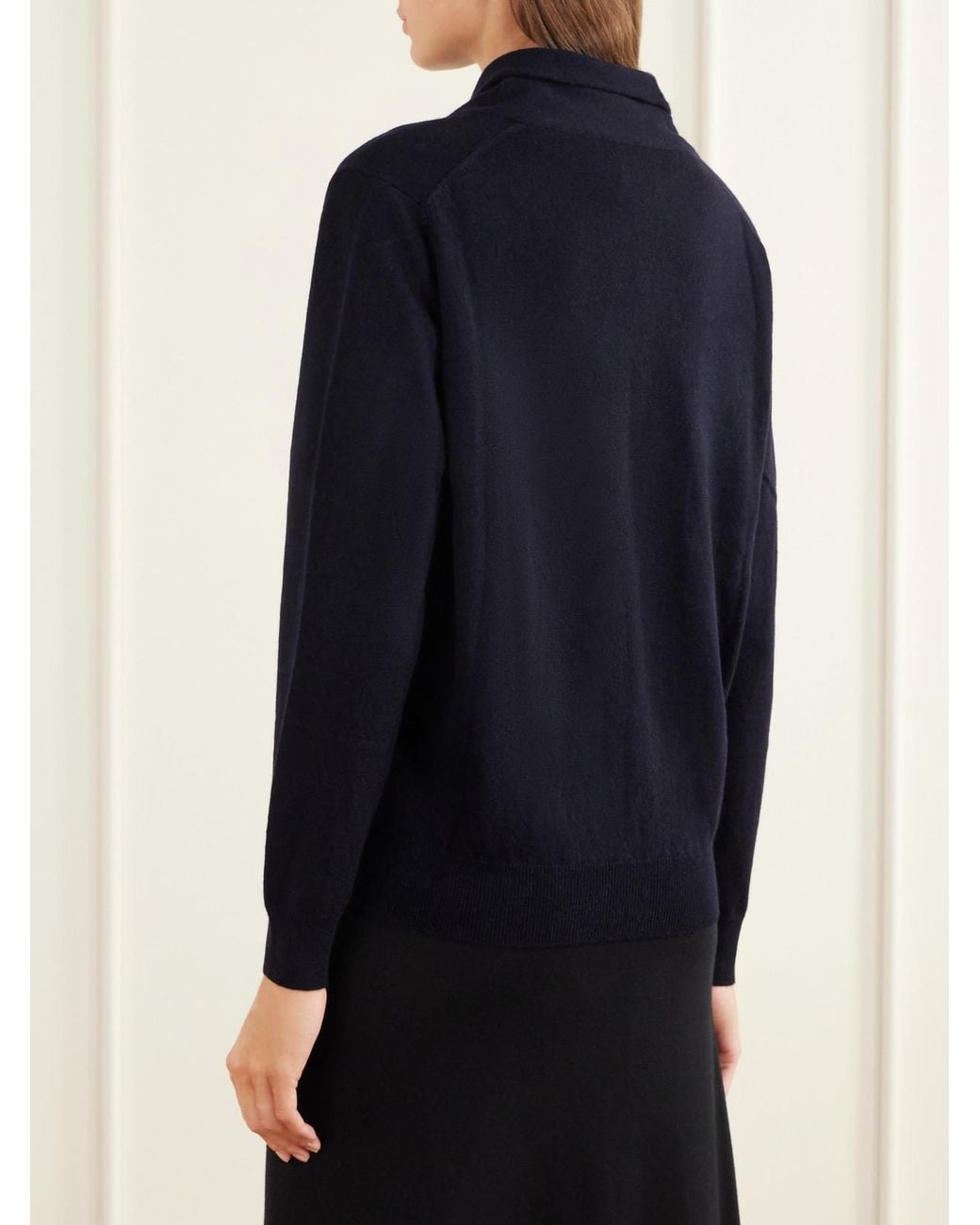 Allude Blue Tie-Detailed Wool And Cashmere Sweater