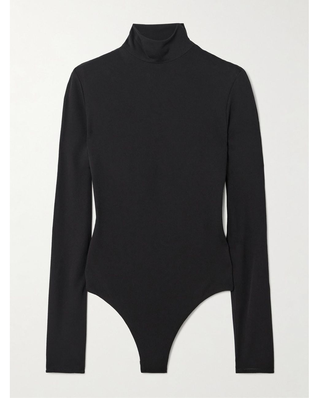 Alaïa Black Open-Back Jersey Turtleneck Bodysuit