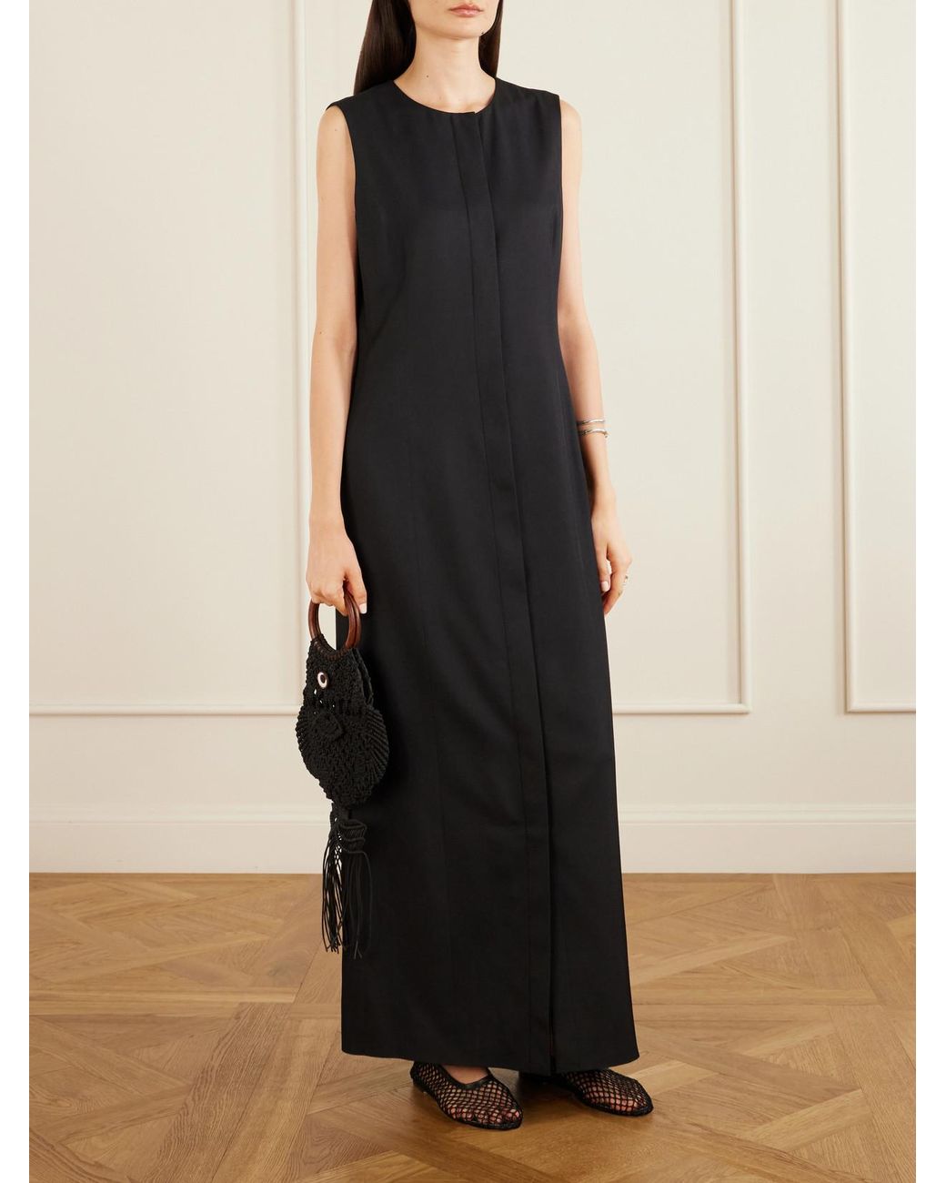 Anya Hindmarch Black Macrame Leather-Trimmed Cotton Clutch