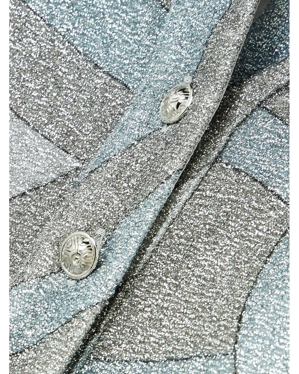 Emilio Pucci Blue Printed Metallic Jersey Polo Shirt