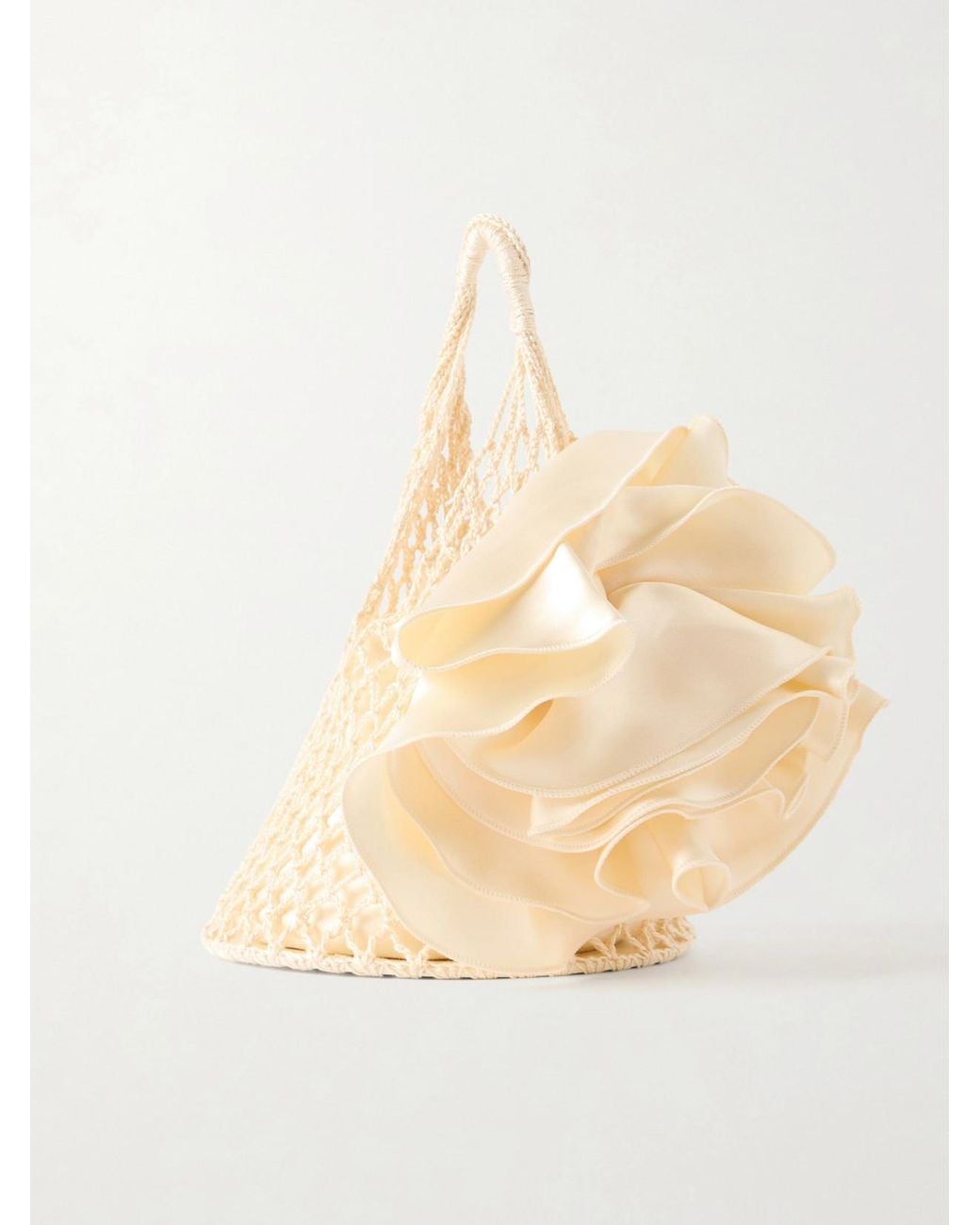 Magda Butrym Natural Devana Mini Leather-Trimmed Silk And Cotton-Blend Knitted Top-Handle Bag