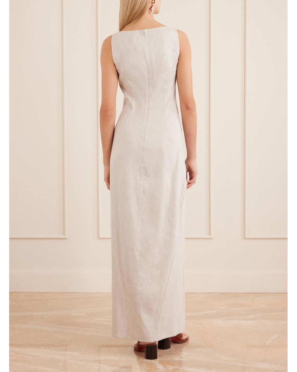 Staud White Linen-Blend Maxi Dress