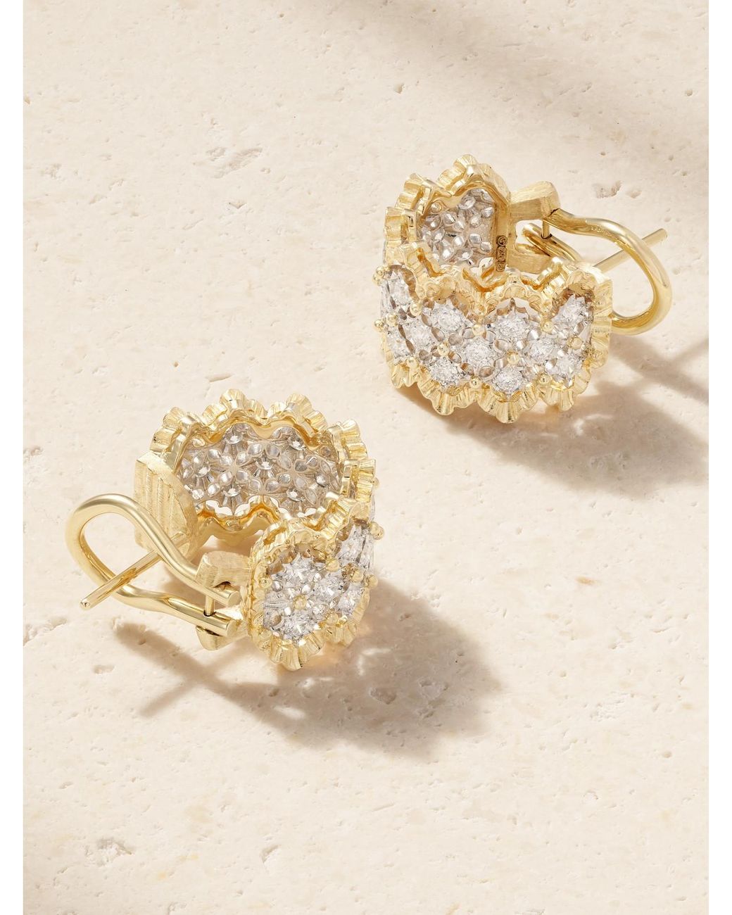 Buccellati Natural Rombi 18-Karat And Diamond Earrings