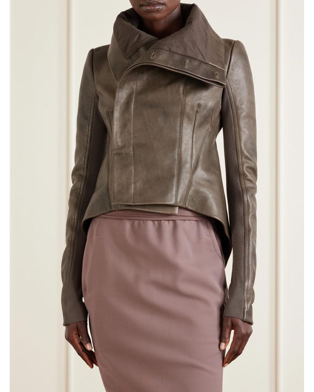 Rick Owens Black Naska Leather Biker Jacket