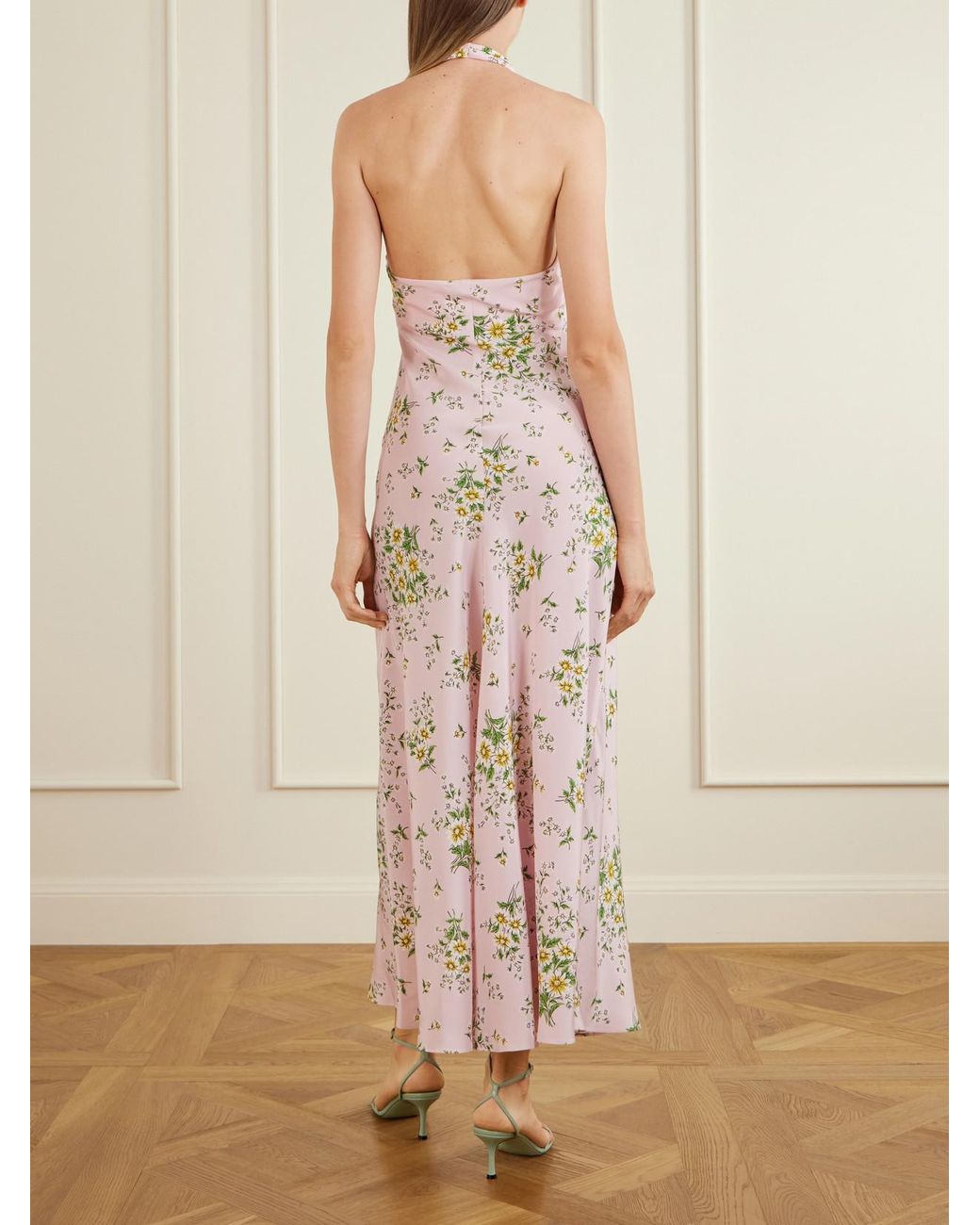 Rodarte Natural Floral-Print Silk-Crepe Midi Dress