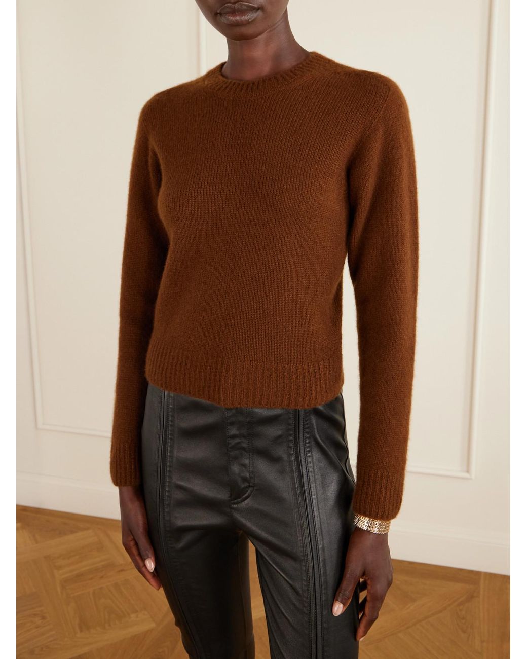 Tom Ford Brown Cropped Cashmere And Silk-Blend Sweater