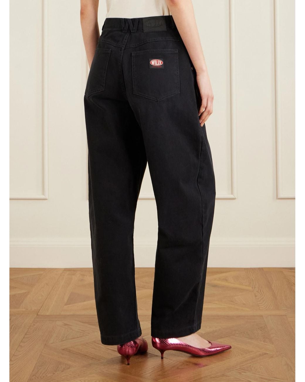 Willy Chavarria Blue Bad Girl High-Rise Barrel-Leg Jeans