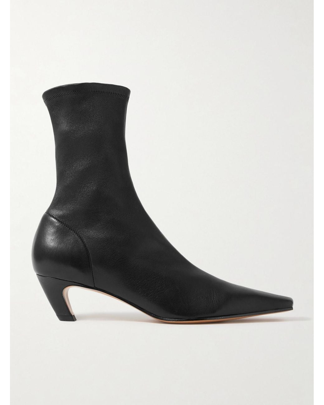 Khaite Black Arizona Leather Ankle Boots