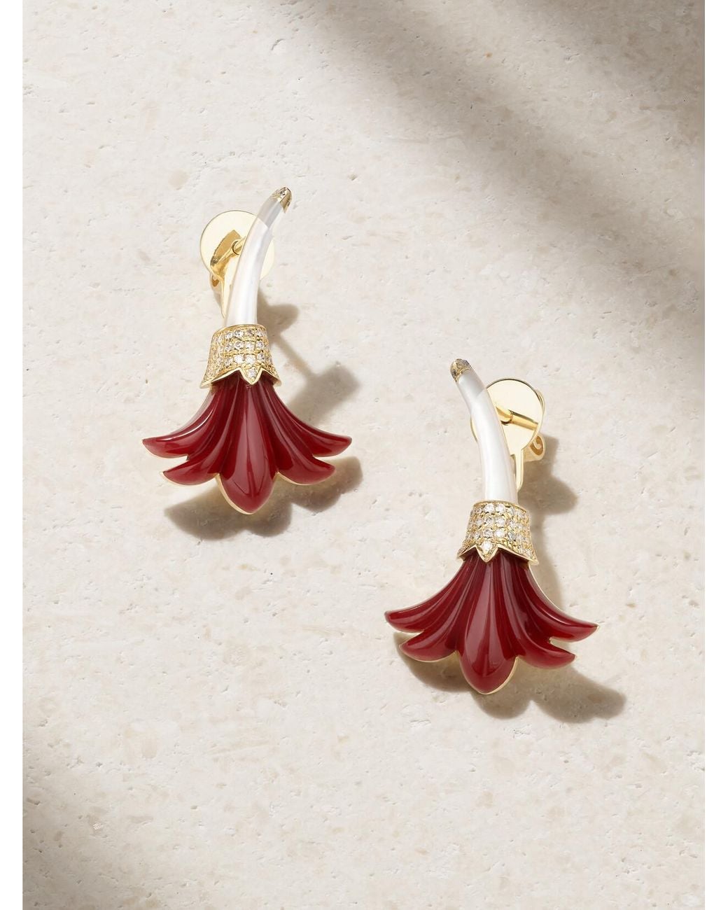 L'Atelier Nawbar Natural Big Flower 18-Karat Multi-Stone Earrings