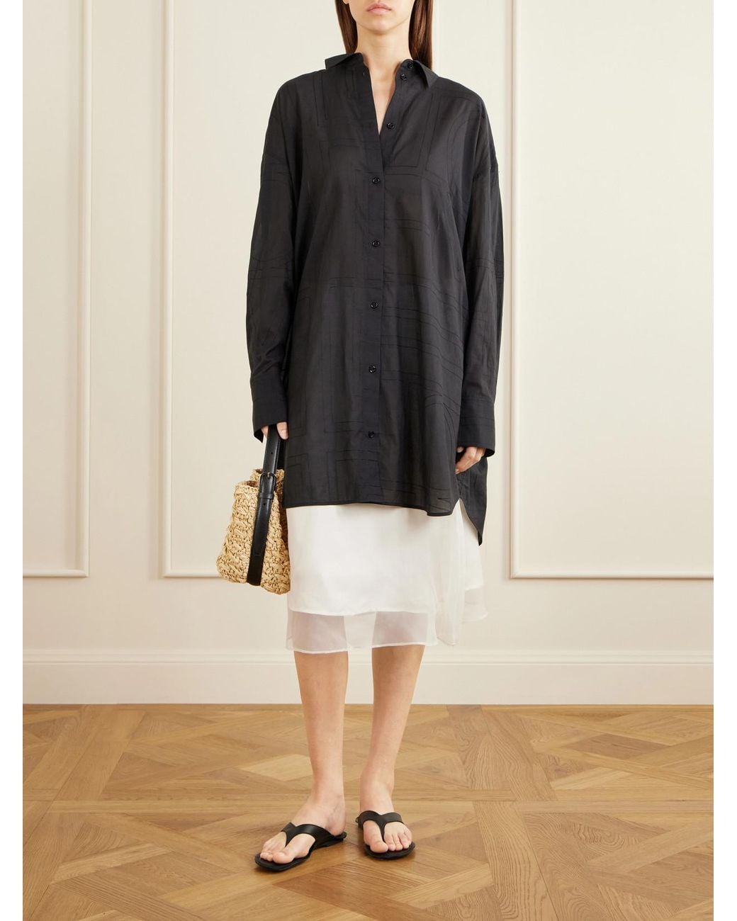 Totême Metallic Belted Small Leather-Trimmed Raffia Shoulder Bag
