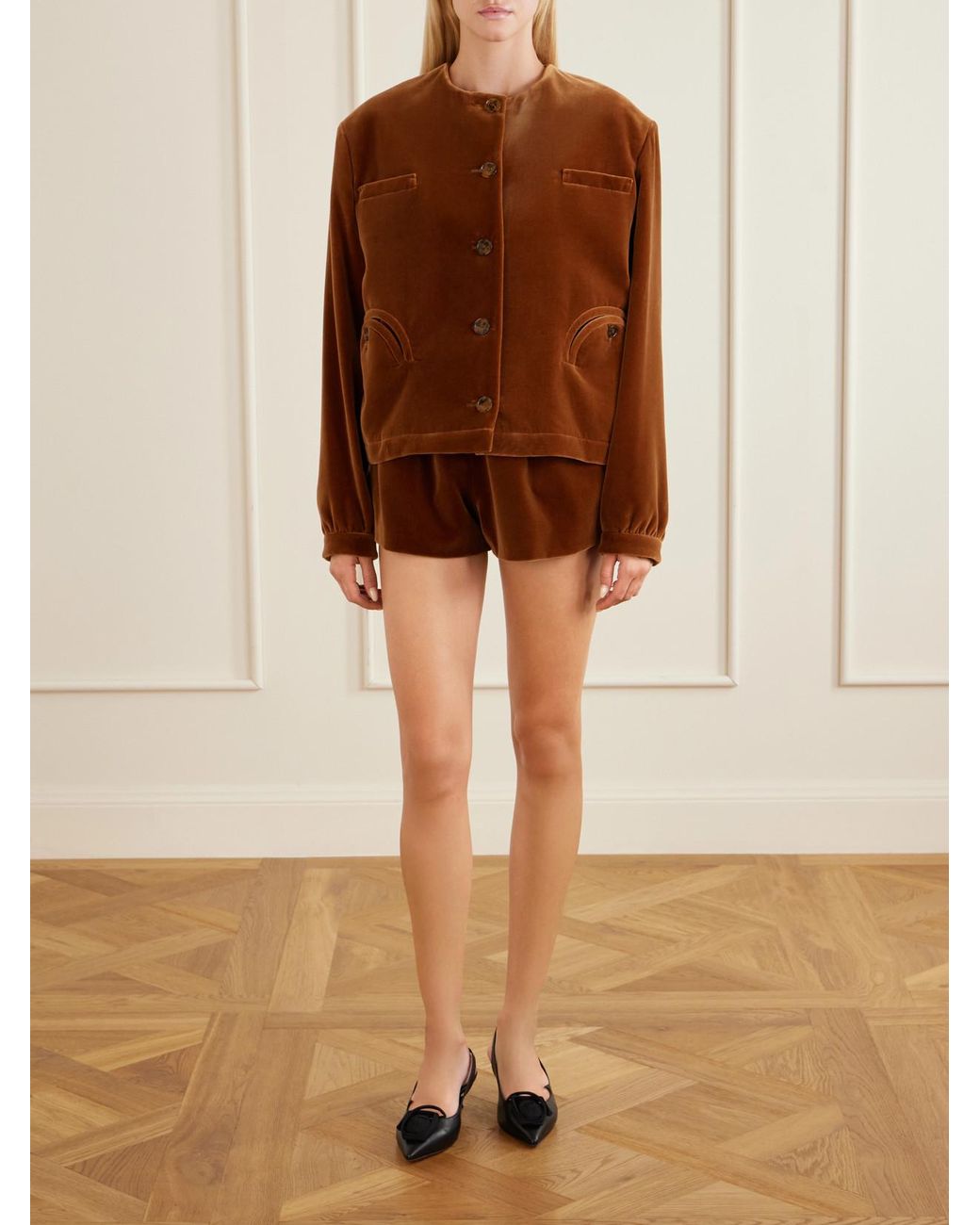 Blazé Milano Brown Jealousy Gliss Cotton-Velvet Jacket