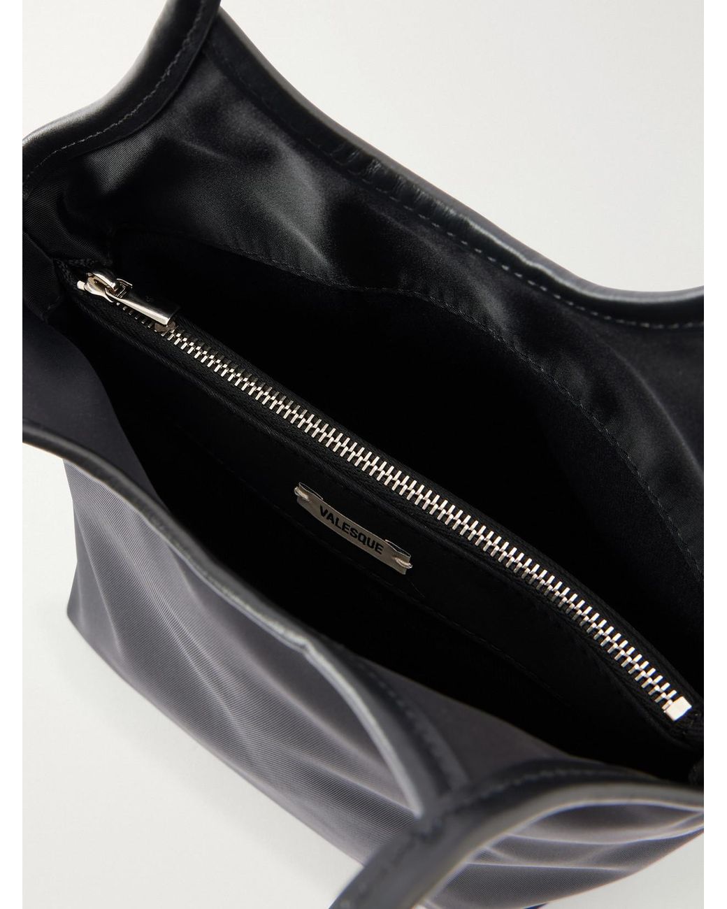 Valesque White Cami Small Leather-Trimmed Satin Shoulder Bag