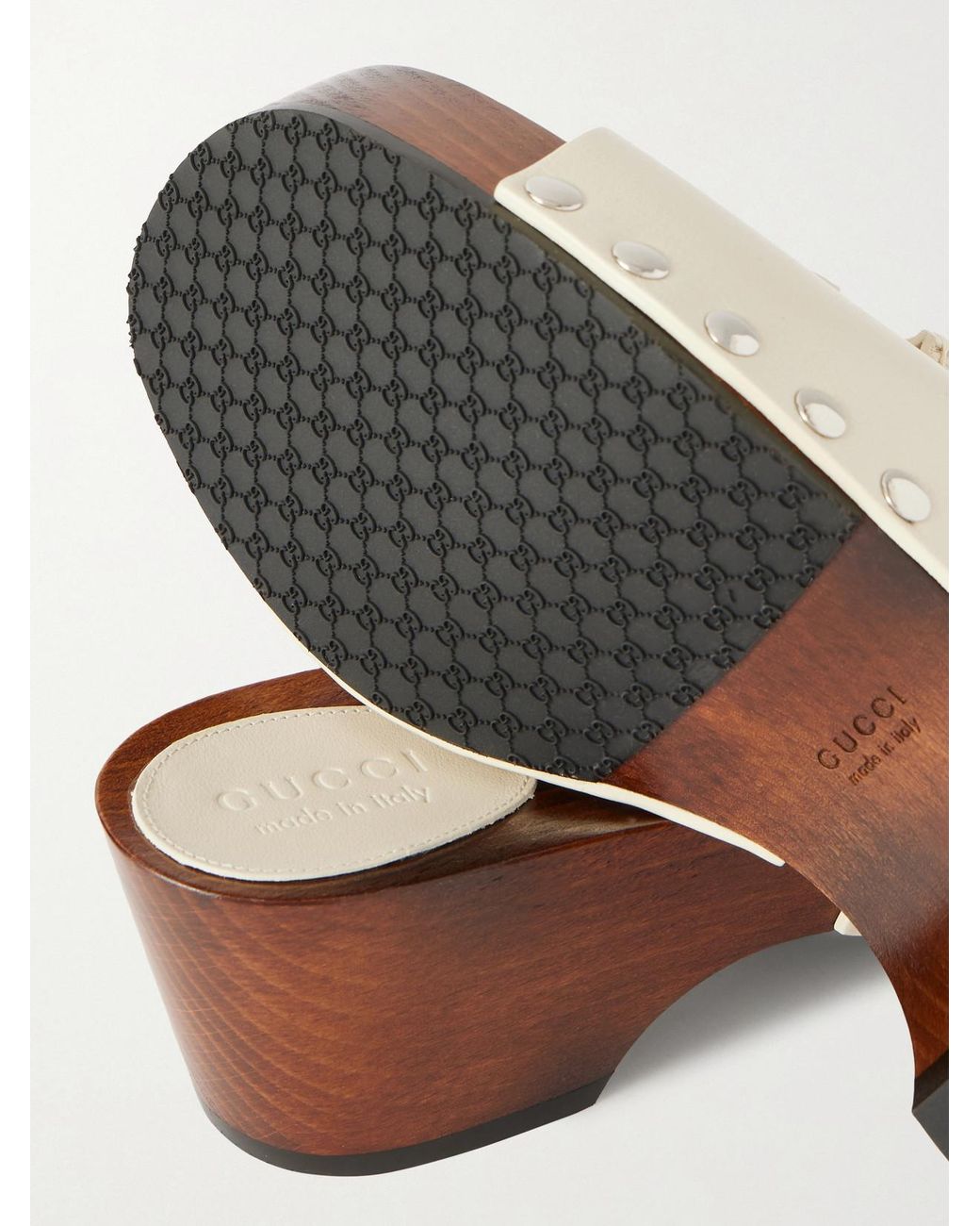 Clogs Gilli Gucci Embellished Leather Clogs in Natural | Lyst