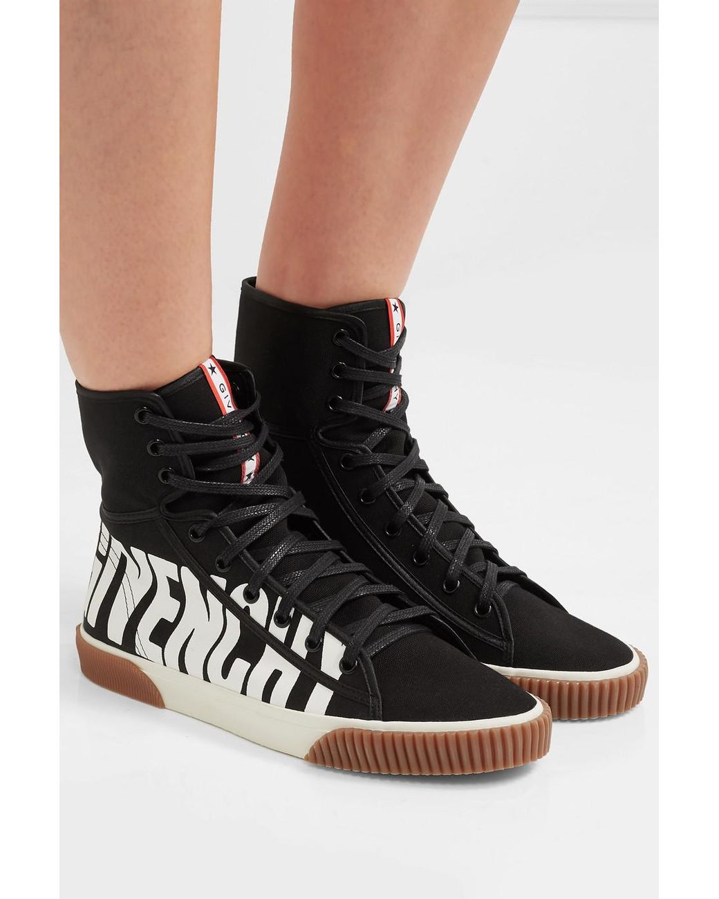 Givenchy Designer Logo High-top Canvas Sneakers in Black | Lyst