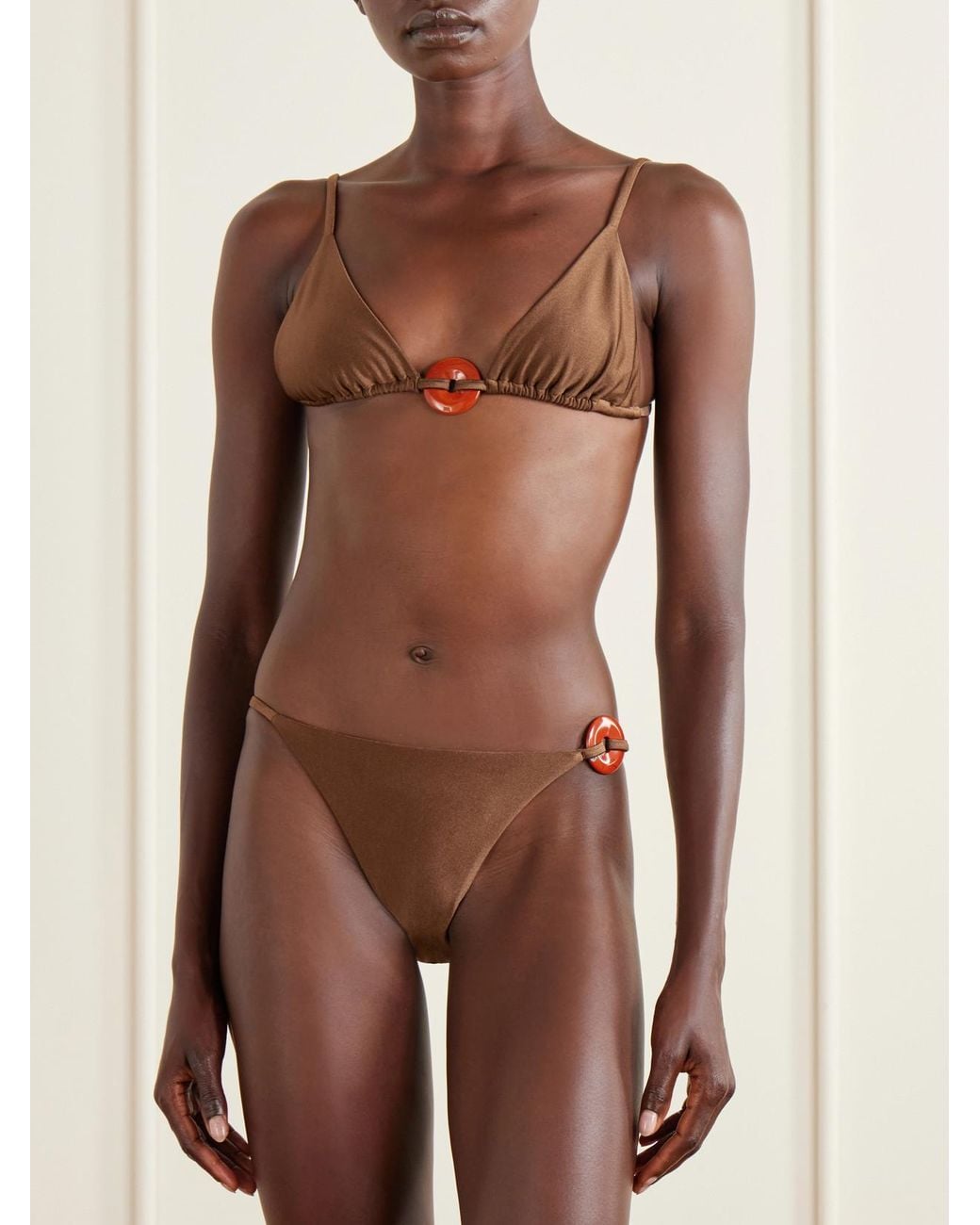 SARA CRISTINA Brown Embelished Bikini