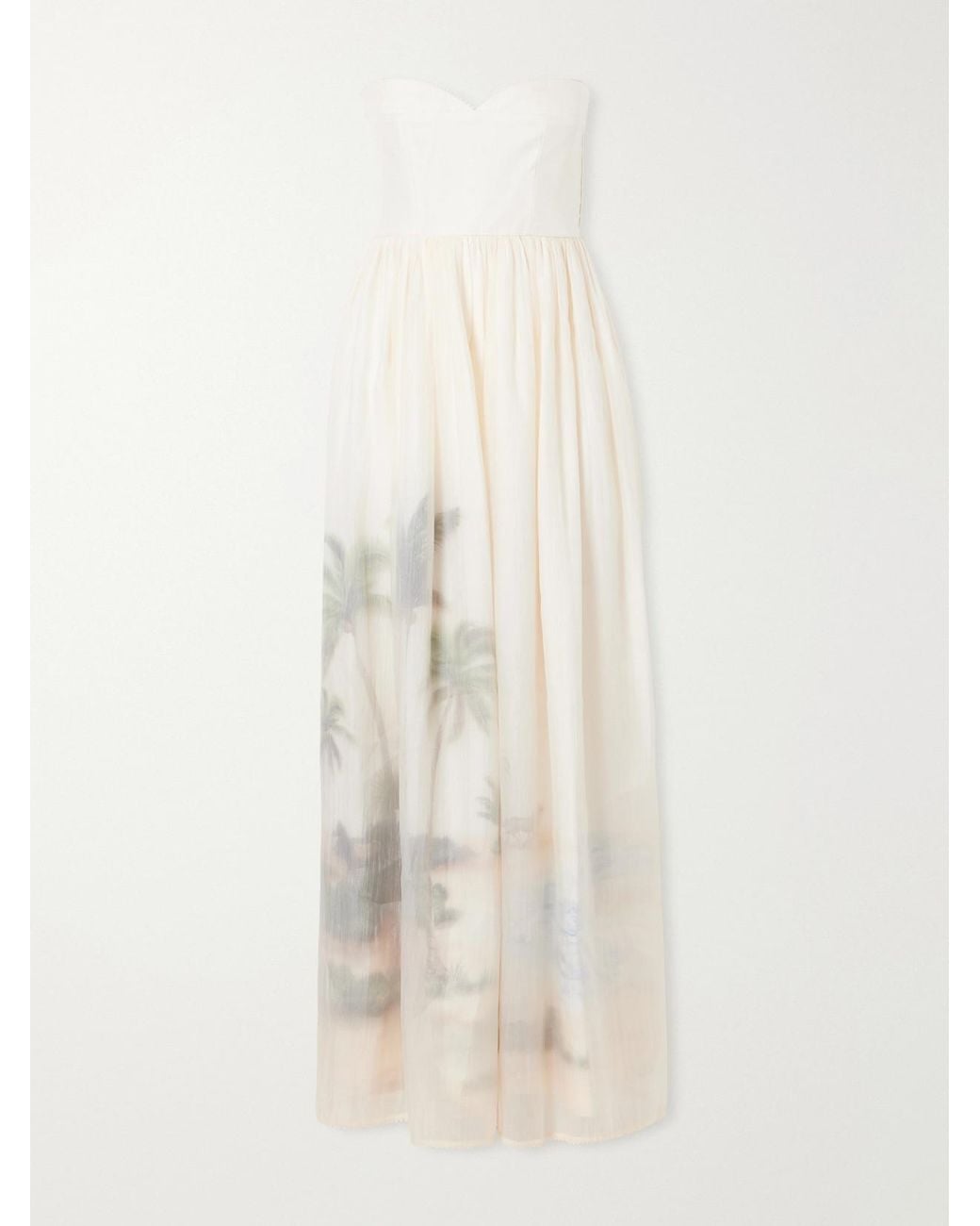 Agua Bendita White Tonia Arena Printed Organza Midi Dress