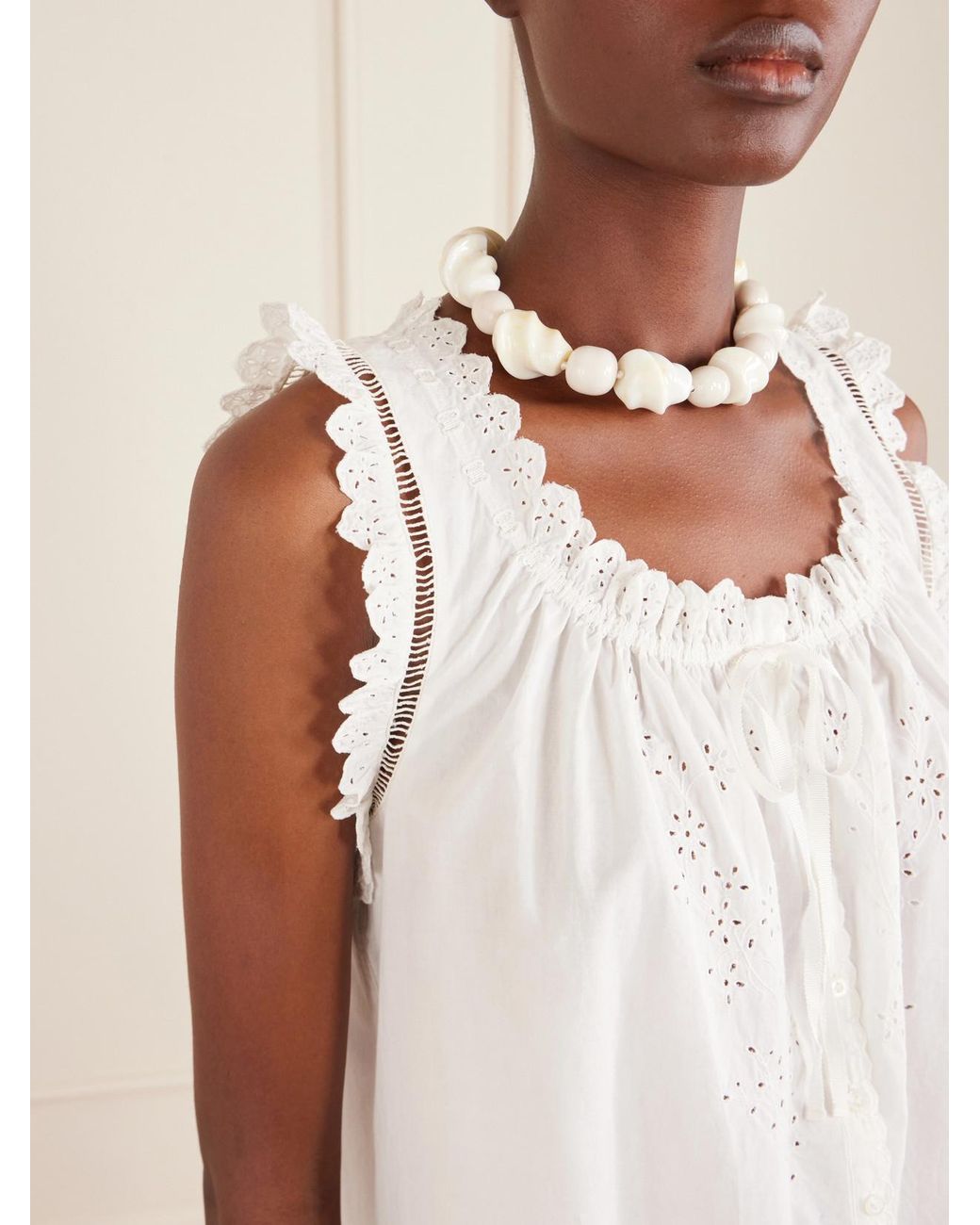 Doen White Nessie Broderie Anglaise Organic Cotton Mini Dress