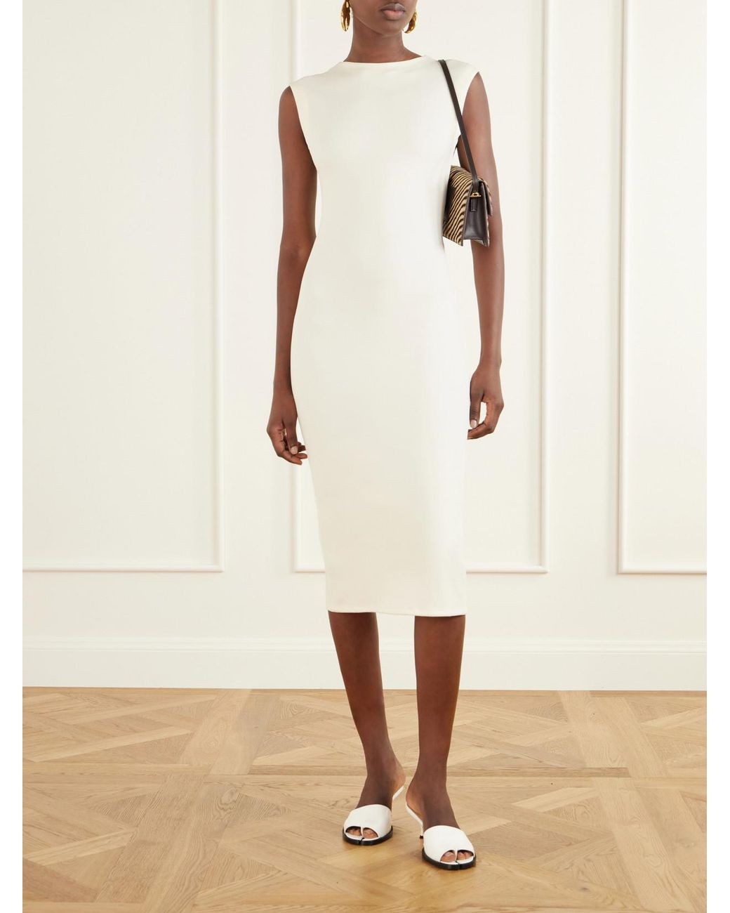 Jacquemus White La Robe Alba Crepe Midi Dress