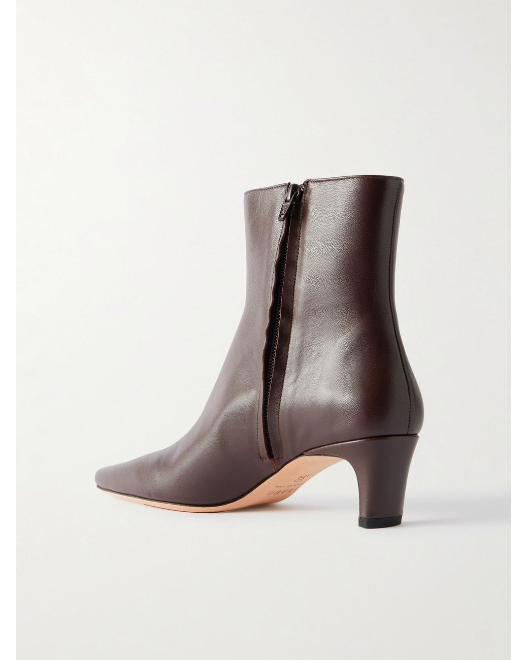 Staud Brown Wally Leather Ankle Boots