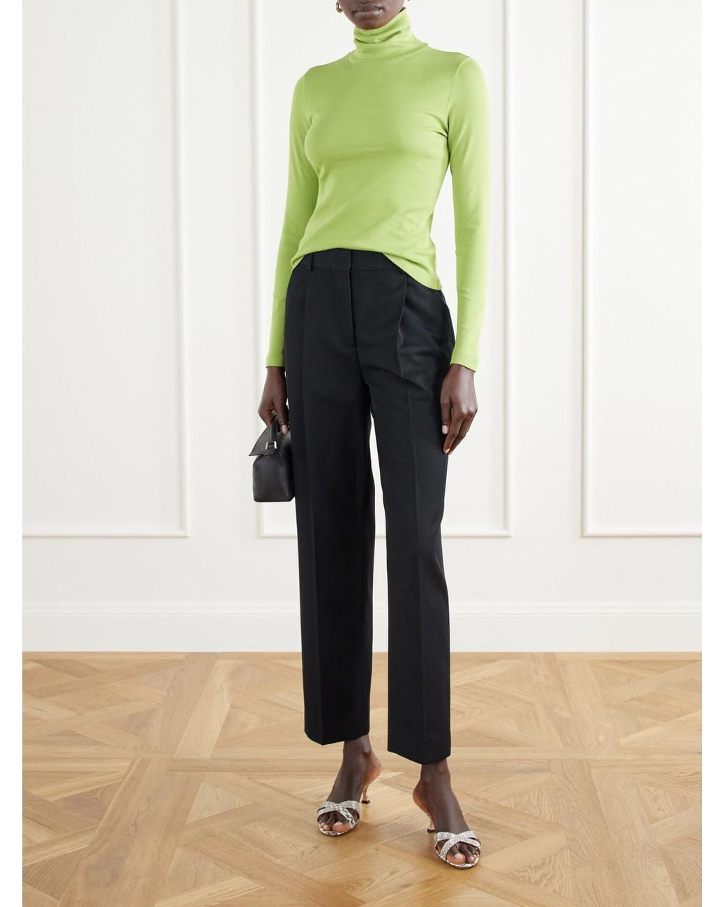 Flore Flore Green Dinah Ribbed Organic Cotton-Jersey Turtleneck Top