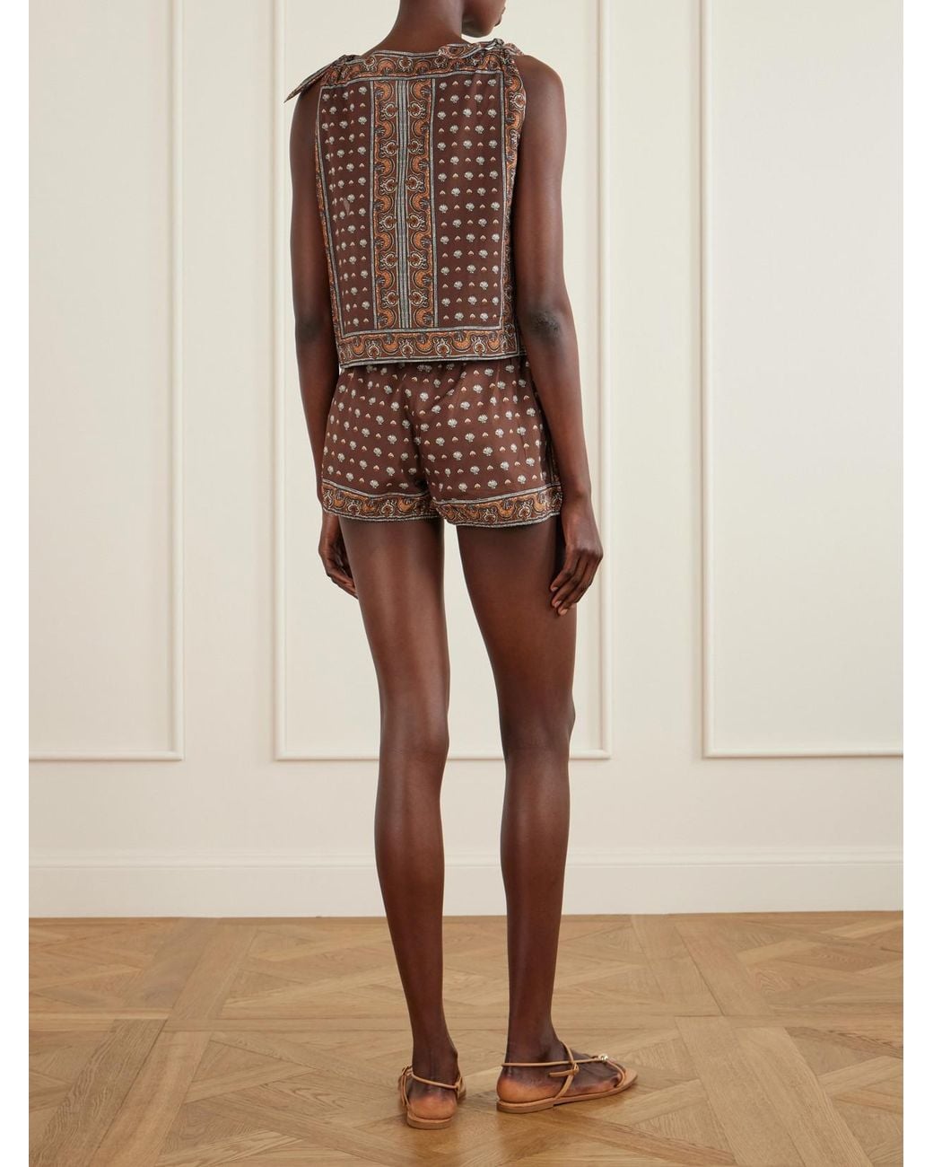 Doen Brown Amalia Printed Organic Cotton Top