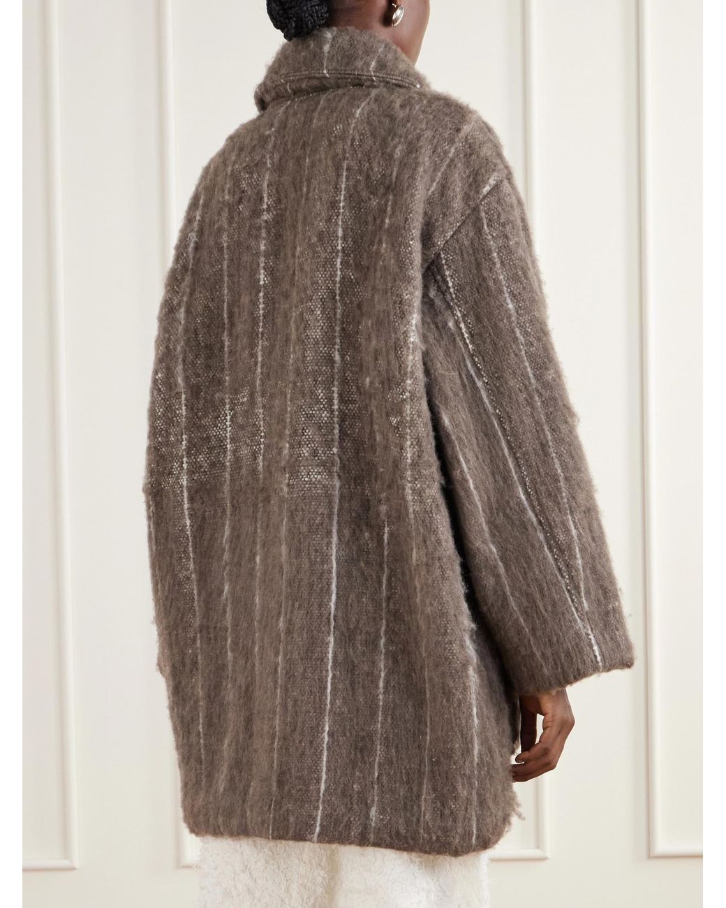 Marrakshi Life Brown The Cropped Blanket Striped Brushed Woven Coat