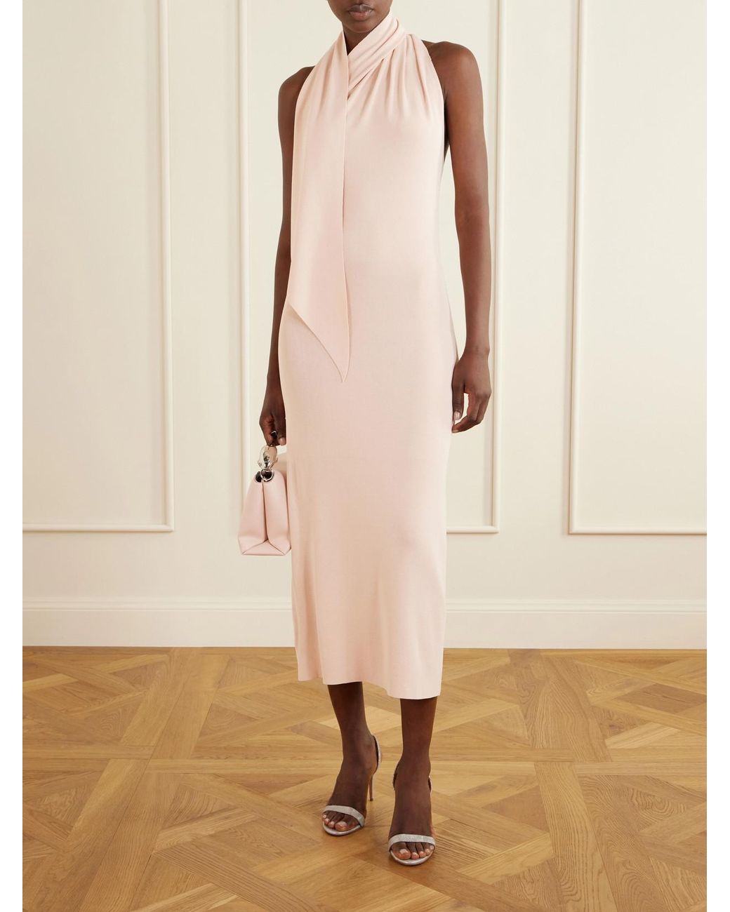 Altuzarra Natural Mitchell Tie-Detailed Jersey Midi Dress