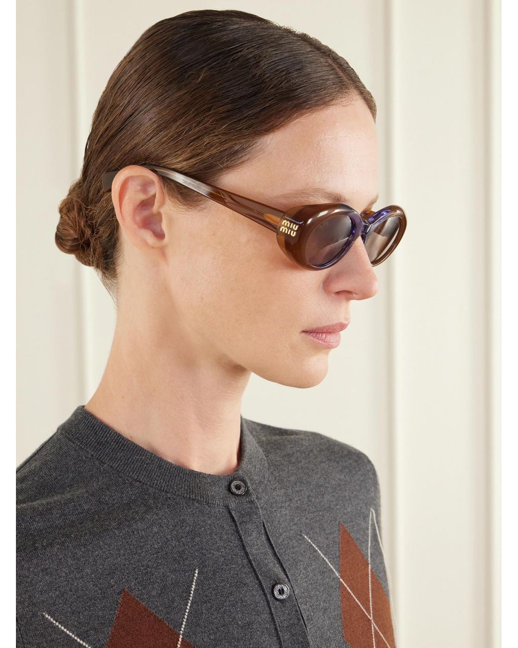 Miu Miu Multicolor Round-Frame Acetate Sunglasses