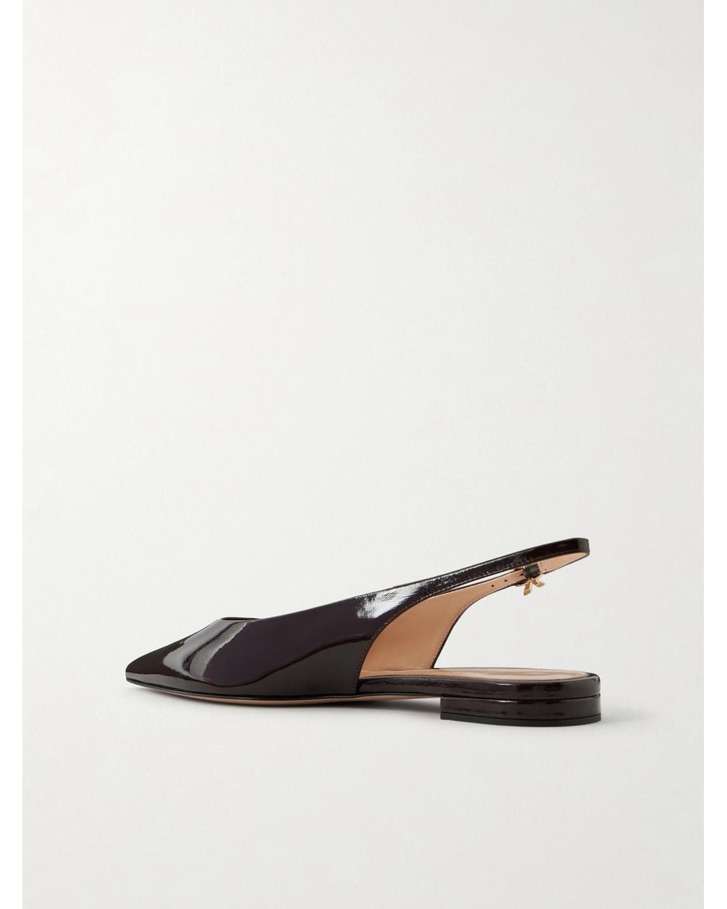 Gianvito Rossi Natural Robbie Polished-Leather Slingback Flats