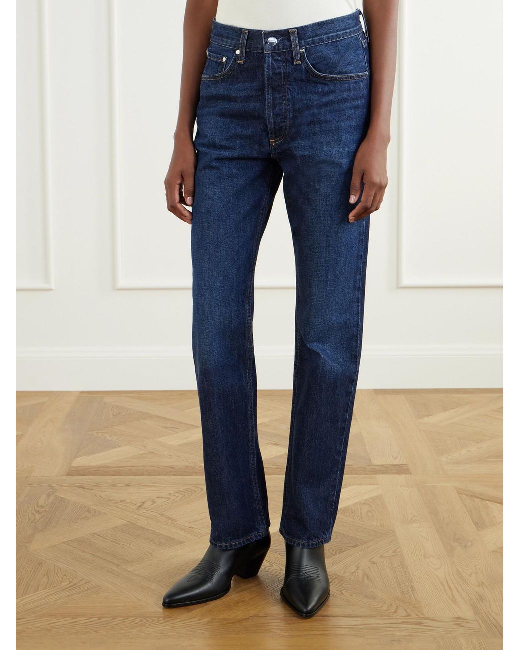 Agolde Blue Lana Mid-Rise Straight-Leg Jeans