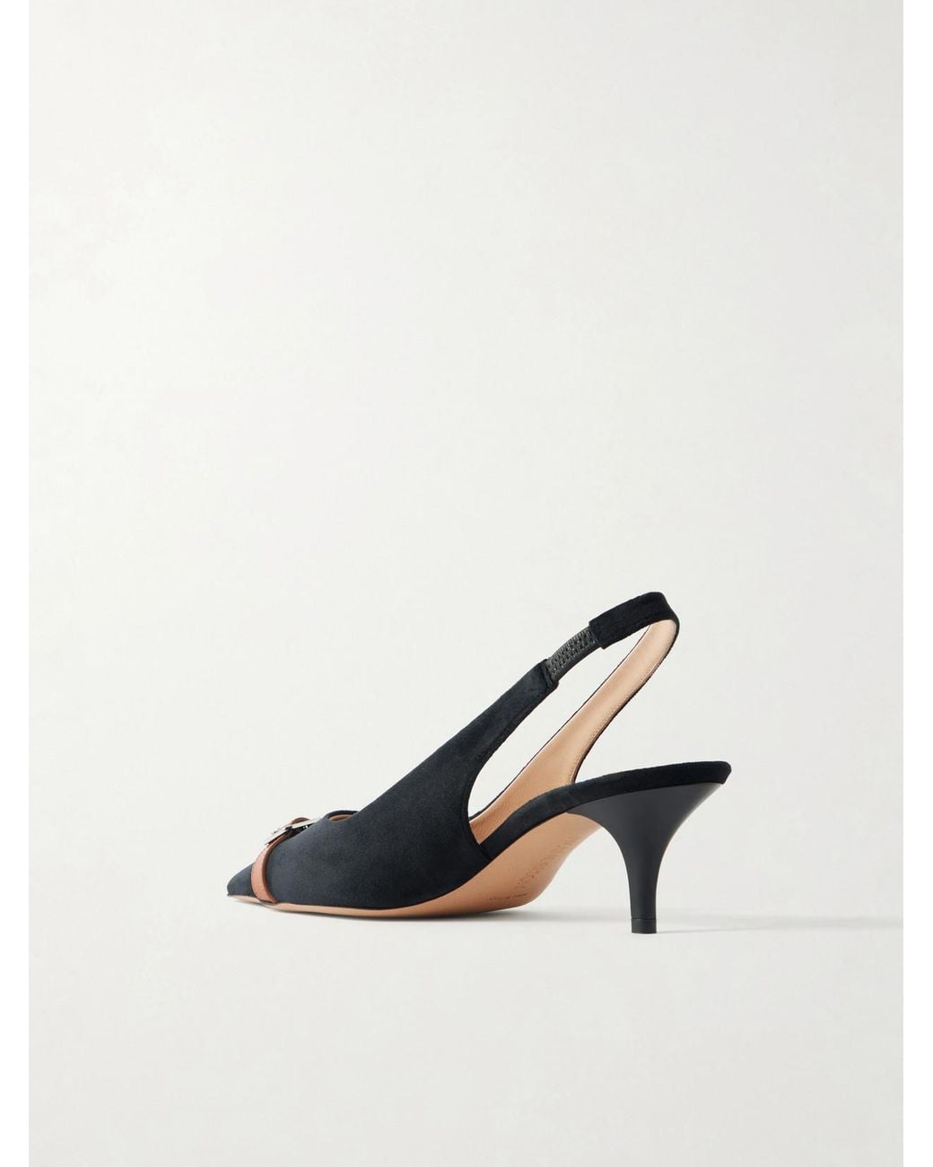 J.W. Anderson Black Buckled Leather-Trimmed Velvet Slingback Pumps
