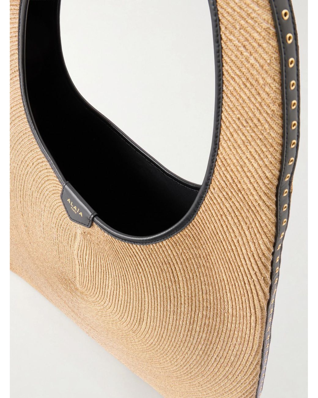 Alaïa Natural Leather-Trimmed Paper Straw Shoulder Bag