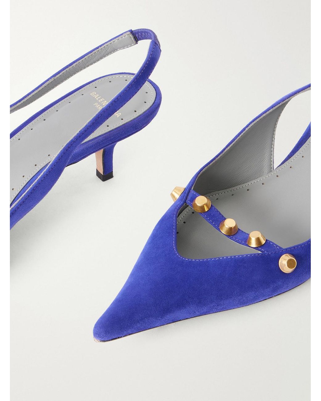Balenciaga Blue 45 Studded Suede Pumps