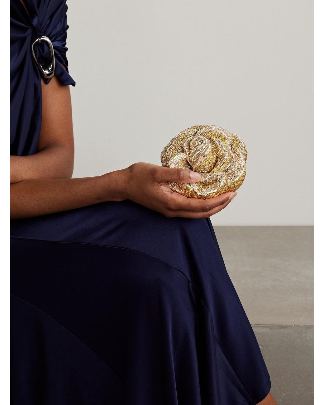 Judith Leiber Natural Golden Rose Crystal-Embellished-Tone Clutch