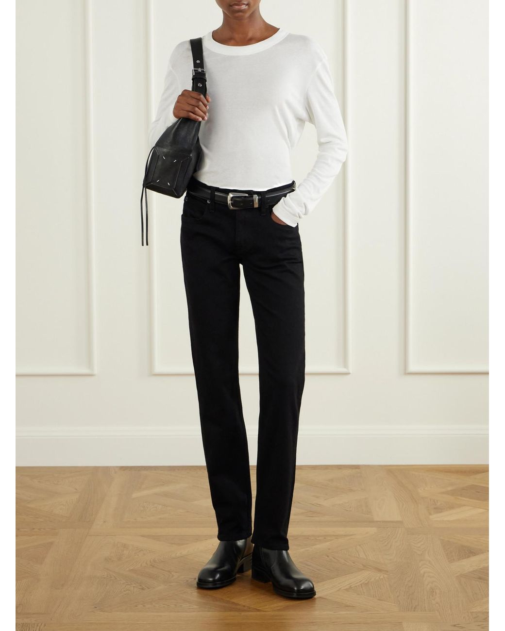 SLVRLAKE Denim Blue Naomi Slim Low-Rise Tapered Jeans