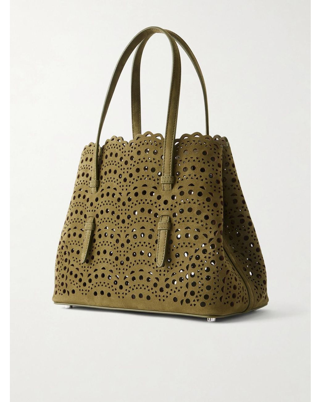 Alaïa Green Mina Cut-Out Suede Tote